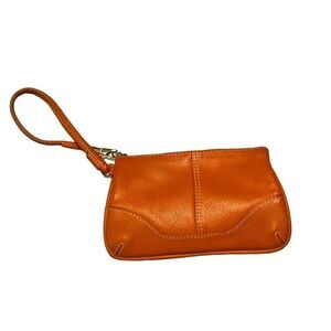 Ili New York, orange, leather wristlet